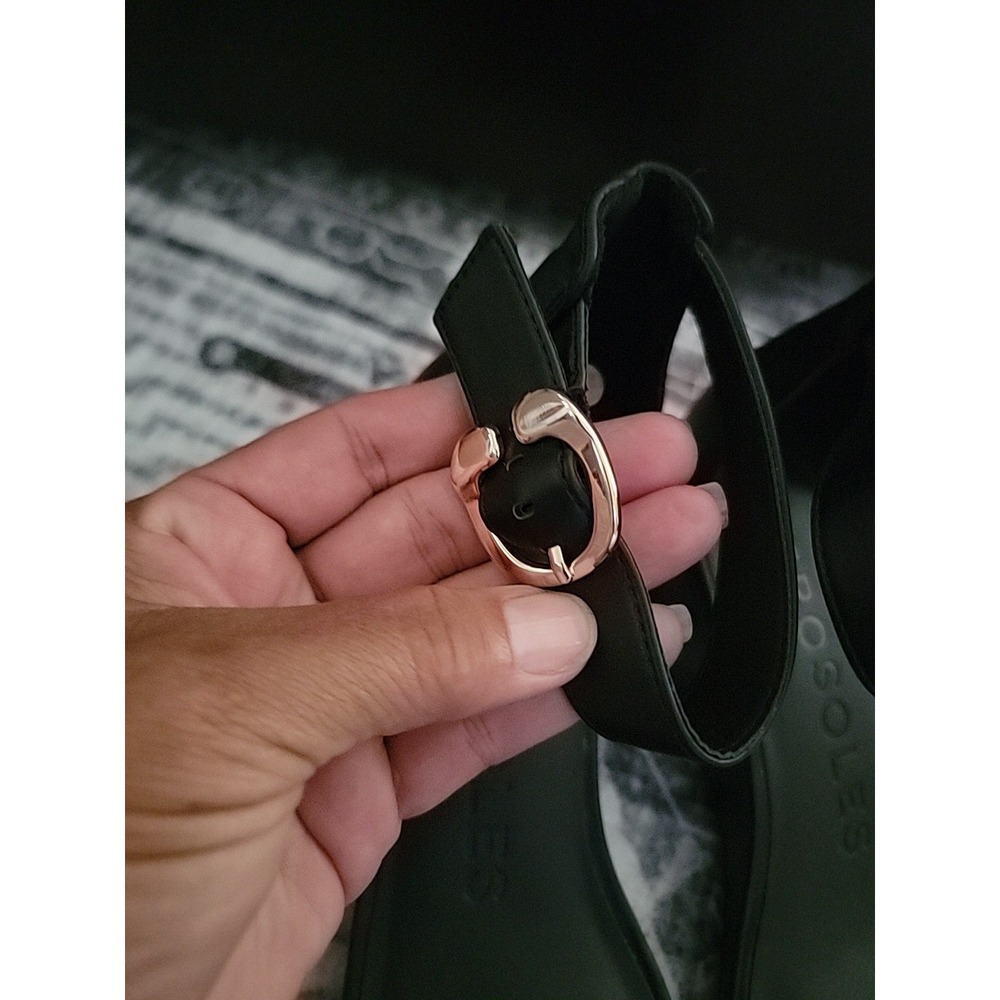 Aerosoles BOGABOO Black Wedge Sandals Sz 9 Ankle Strap Comfortable Open Toe! - Picture 4 of 8
